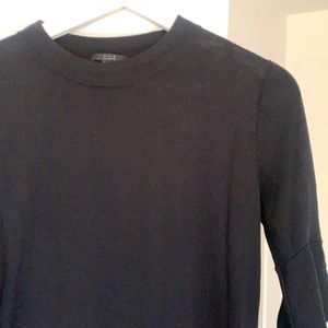 COS black 3/4 ruffle sleeve 100% wool dress size SX